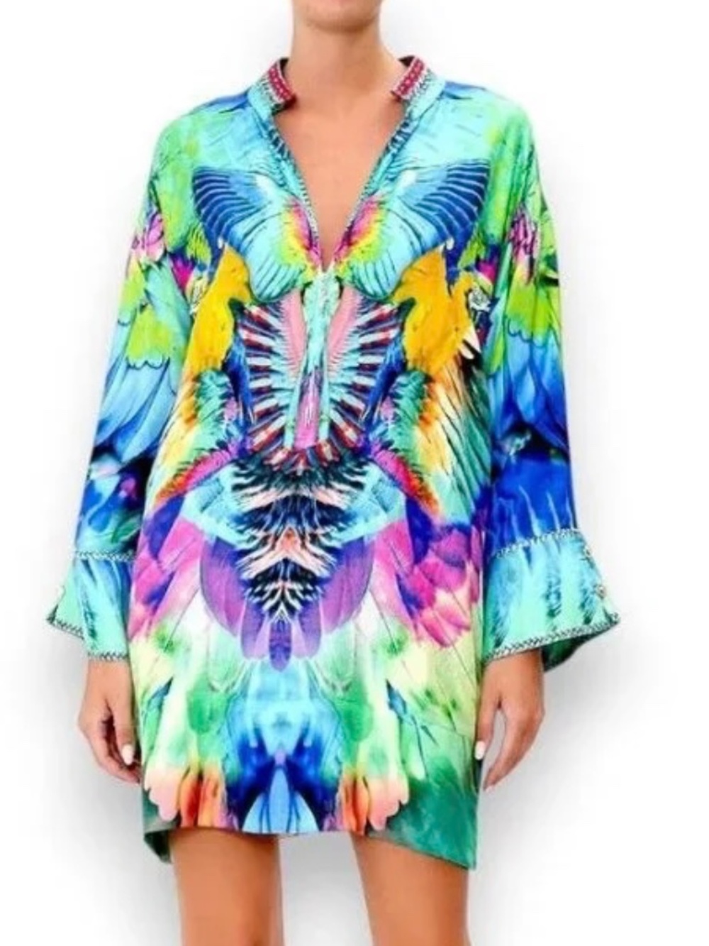 Camilla Age of Asteria Silk Crystal Embellished Zip Front Shirt Dress or Tunic